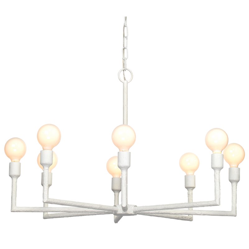 J&D Designs Co Park Coastal Steel Metal Chandelier in White Gesso