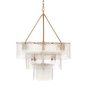 J&D Designs Co Perignon 3-Tier Iron Metal/Glass Chandelier in Antique Brass