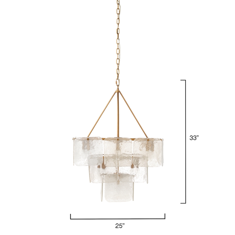 J&D Designs Co Perignon 3-Tier Iron Metal/Glass Chandelier in Antique Brass