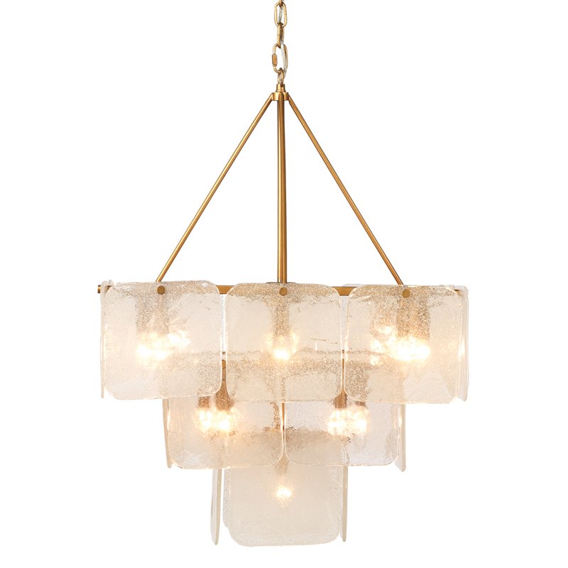 J&D Designs Co Perignon 3-Tier Iron Metal/Glass Chandelier in Antique Brass