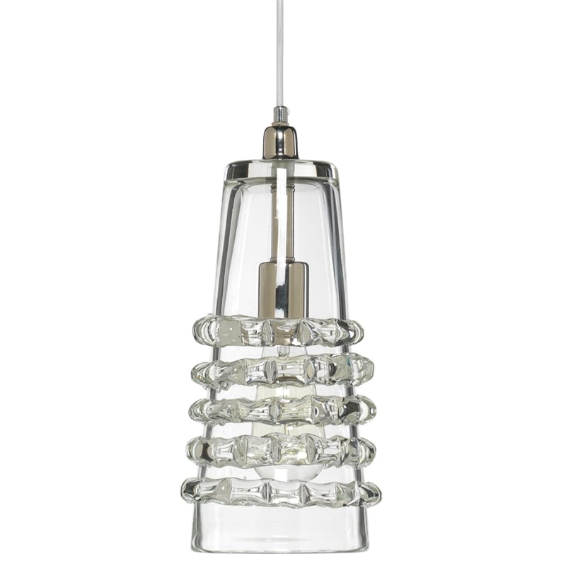 J&D Designs Co Long Ribbon Modern Thick Glass Pendant in Clear