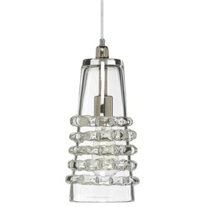J&D Designs Co Long Ribbon Modern Thick Glass Pendant in Clear