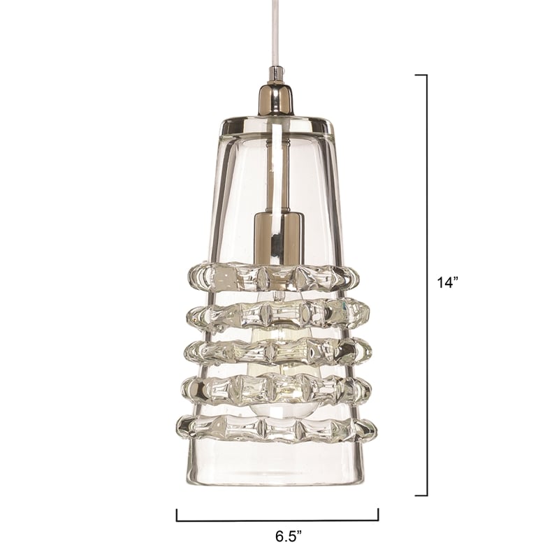 J&D Designs Co Long Ribbon Modern Thick Glass Pendant in Clear