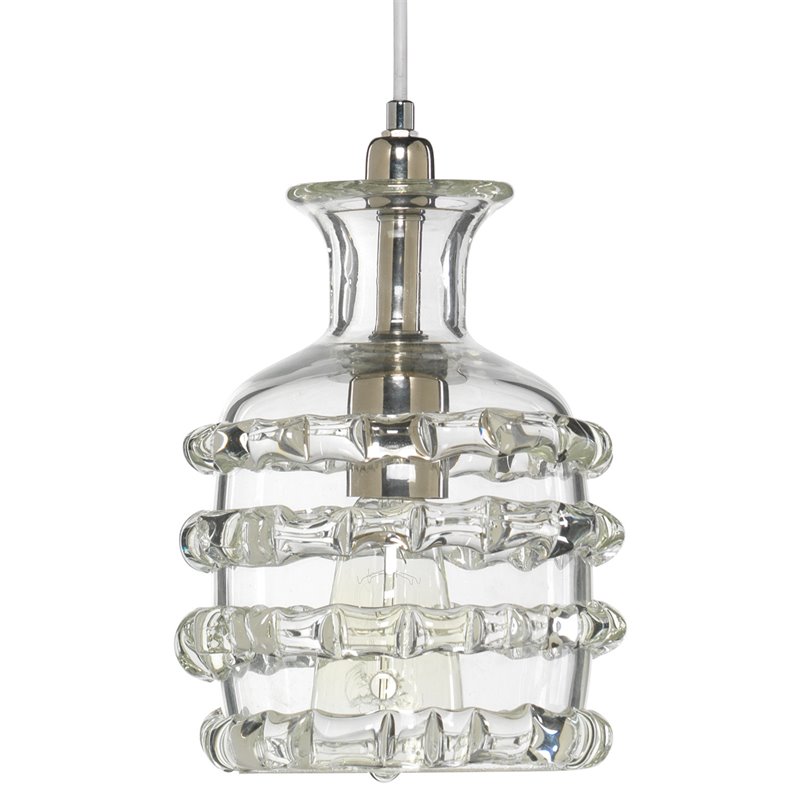 J&D Designs Co Ribbon Small Modern Thick Glass Pendant in Clear