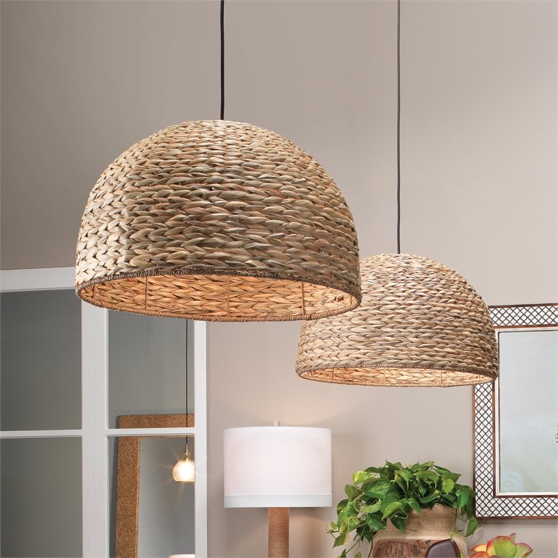 J&D Designs Co Shoreline Coastal Seagrass/Metal Pendant in Natural