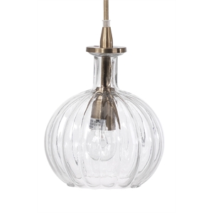 J&D Designs Co Sophia Carafe Modern Metal Pendant in Clear/Brass