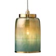 J&D Designs Co Vapor Medium Contemporary Glass Pendant in Aqua Blue/Brass