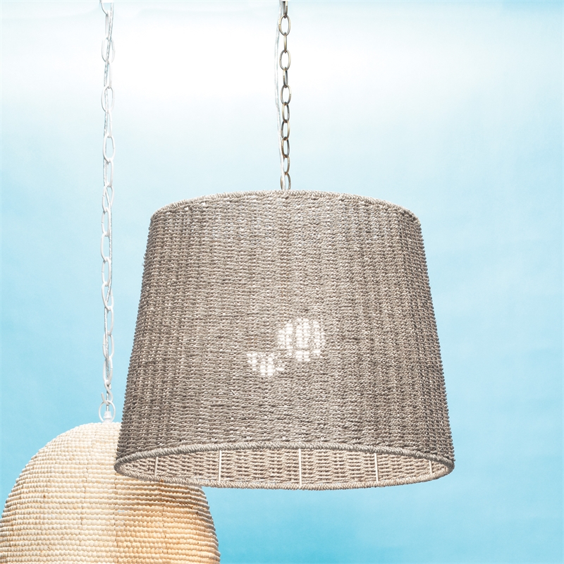 J&D Designs Co Willow Coastal Metal/Seagrass Chandelier in Natural Seagrass