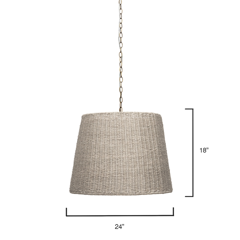 J&D Designs Co Willow Coastal Metal/Seagrass Chandelier in Natural Seagrass