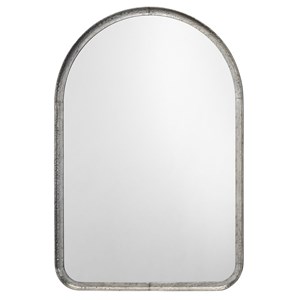 J&D Designs Co Arch Transitional Metal Mirror in Silver Gray Leaf