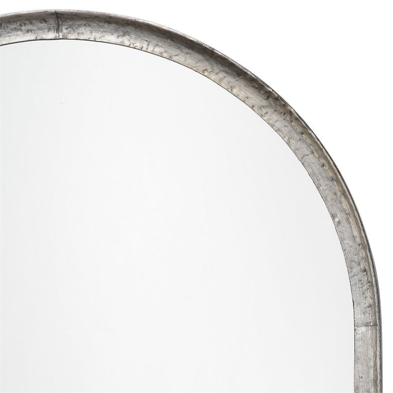 J&D Designs Co Arch Transitional Metal Mirror in Silver Gray Leaf