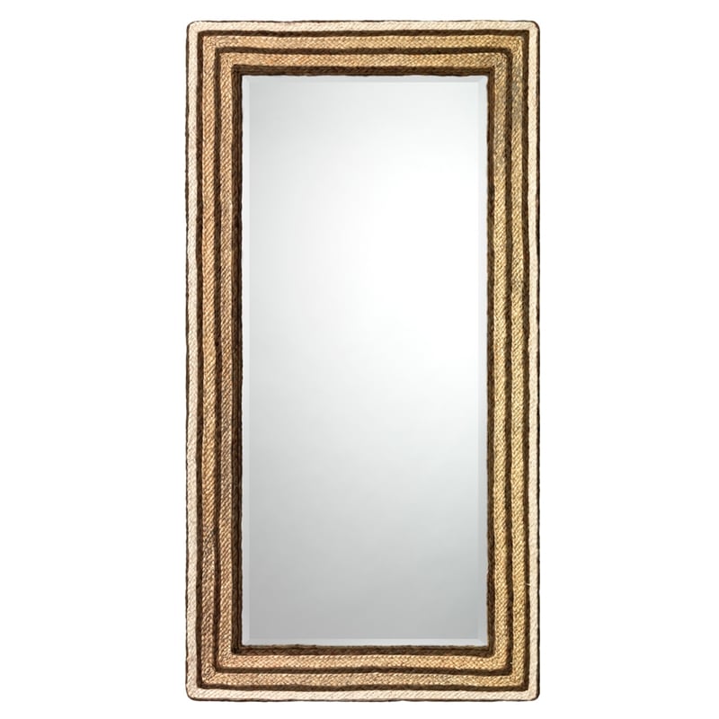 J&D Designs Co Evergreen Rectangle Coastal Glass/Seagrass Mirror in Natural
