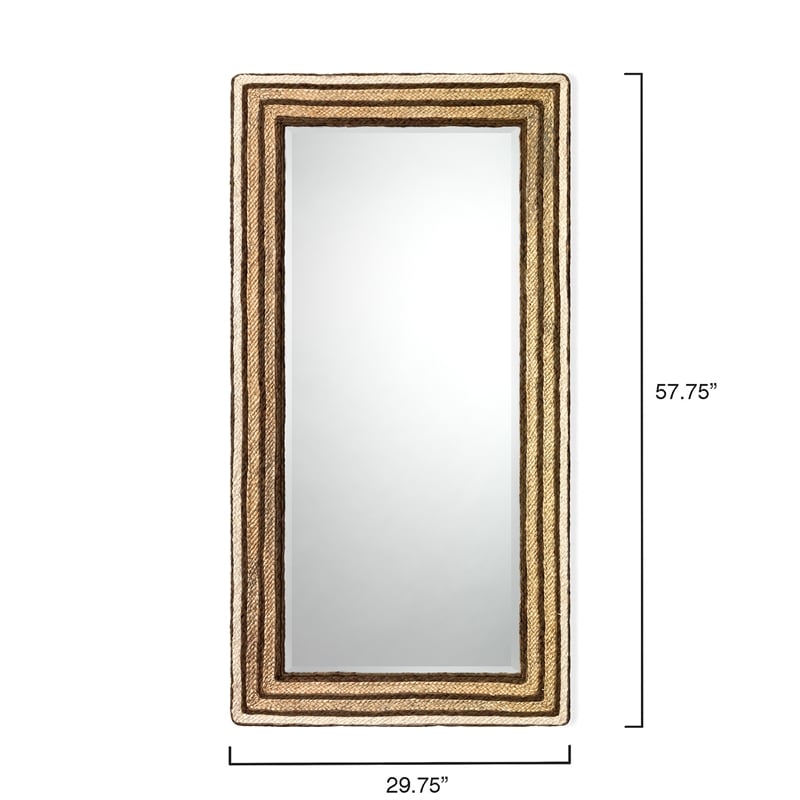J&D Designs Co Evergreen Rectangle Coastal Glass/Seagrass Mirror in Natural