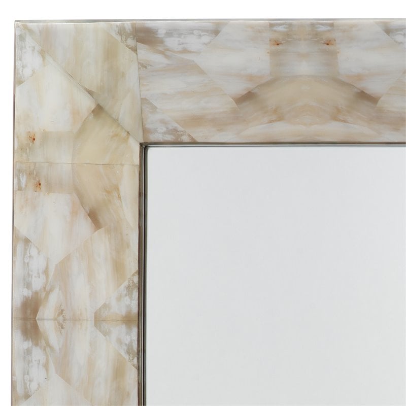 J&D Designs Co Fragment Rectangle Wood/Faux Horn Mirror in Gray/Beige