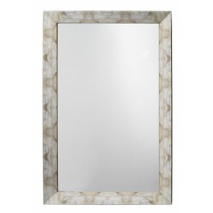 Jamie Young Co Fragment Small Rectangle Wood/Faux Horn Mirror in Gray/Beige