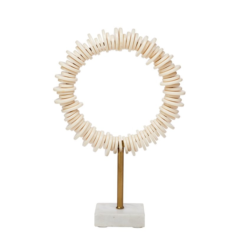 J&D Designs Co Arena Modern Marble Ring Sculptures in Cream (Set of 2)