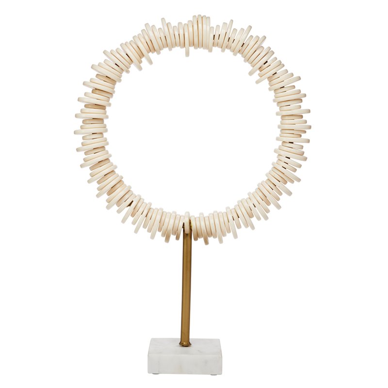 J&D Designs Co Arena Modern Marble Ring Sculptures in Cream (Set of 2)