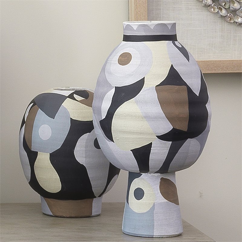 J&D Designs Co Pablo Medium Contemporary Ceramic Vase in Multi-Color