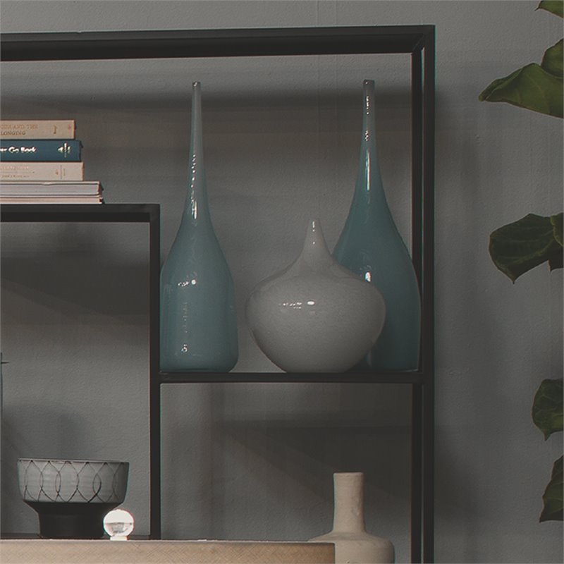 J&D Designs Co Pixie Contemporary Glass Decorative Vases in Blue (Set of 3)