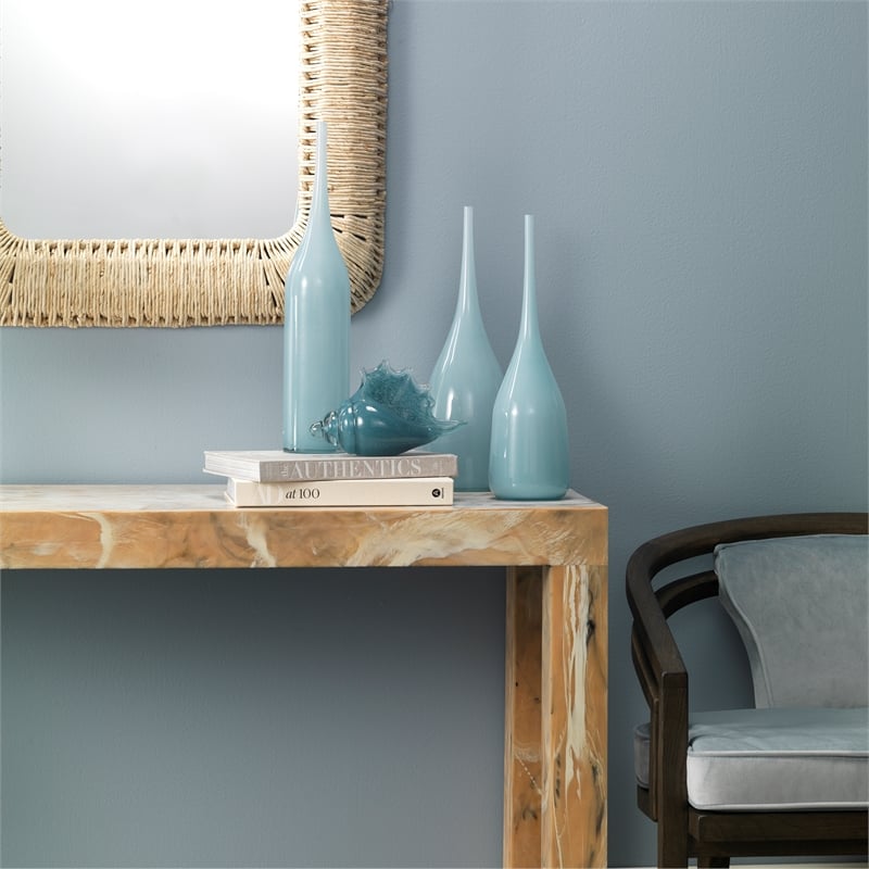 J&D Designs Co Pixie Contemporary Glass Decorative Vases in Blue (Set of 3)