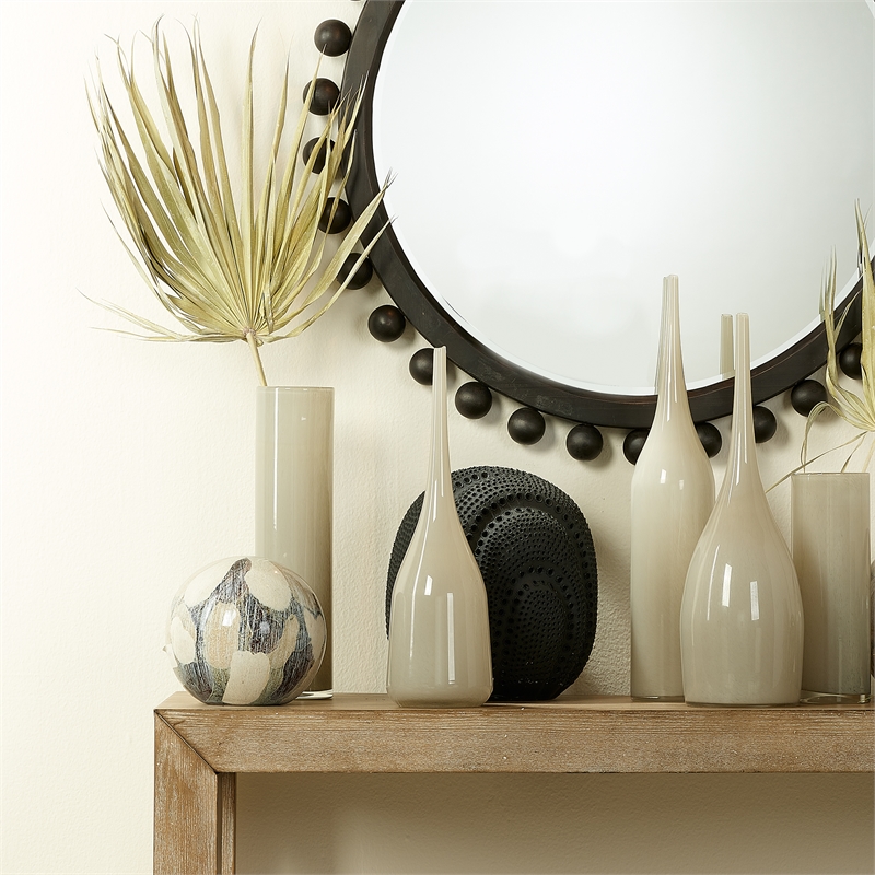 J&D Designs Co Pixie Contemporary Glass Decorative Vases in White (Set of 3)
