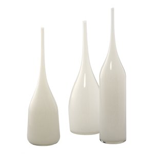 J&D Designs Co Pixie Contemporary Glass Decorative Vases in White (Set of 3)