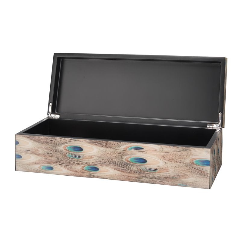 J&D Designs Co Plume Rectangle Transitional Wood Box in Brown
