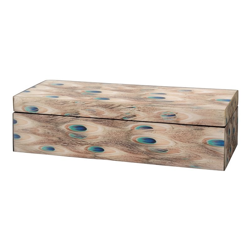 J&D Designs Co Plume Rectangle Transitional Wood Box in Brown
