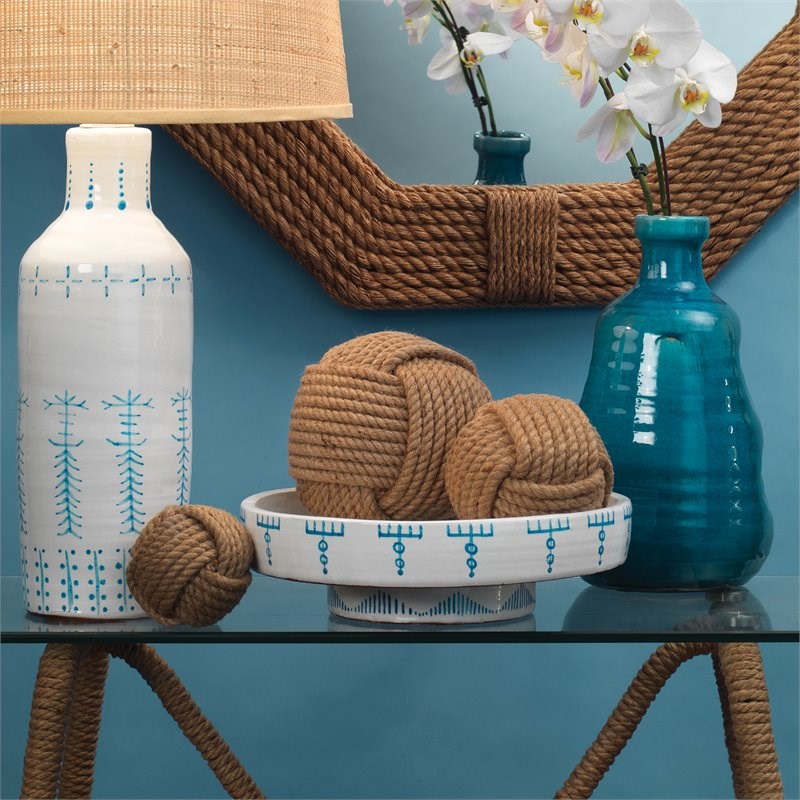 J&D Designs Co Coastal Jute Fabric Balls in Brown (Set of 3)