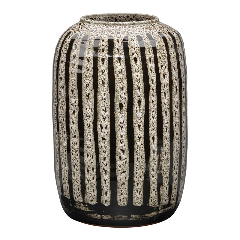 J&D Designs Co Transitional Ceramic Barnaby Vase in Beige/Black