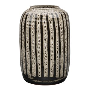 J&D Designs Co Transitional Ceramic Barnaby Vase in Beige/Black