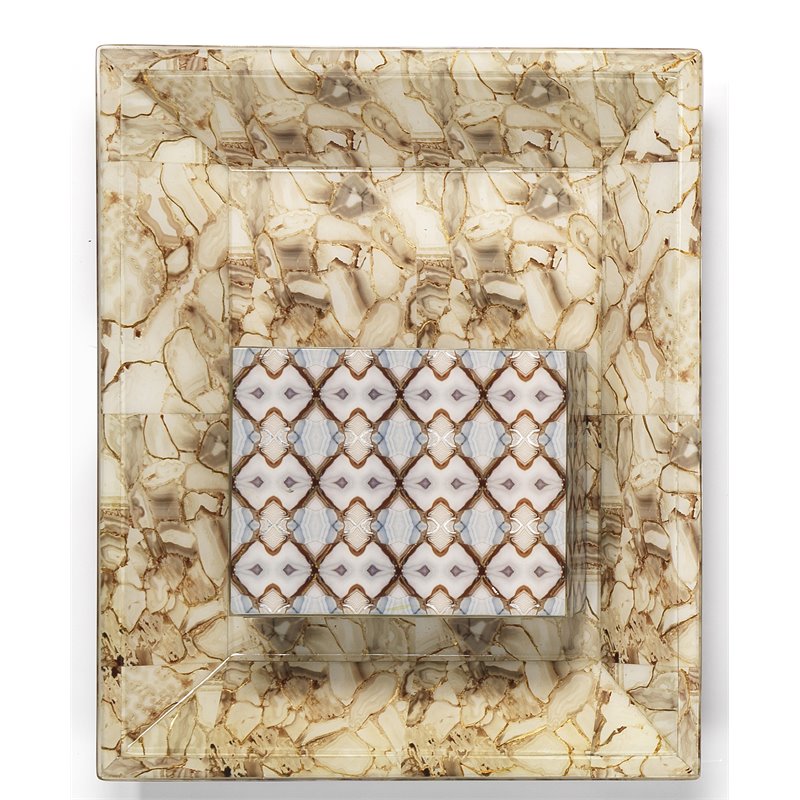 J&D Designs Co Kaleidoscope Transitional Wood Box in Brown/Light Gray/Blue