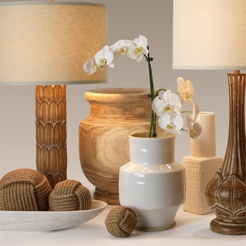 J&D Designs Co Laguna Coastal Wood Grain Pattern Vase in Natural