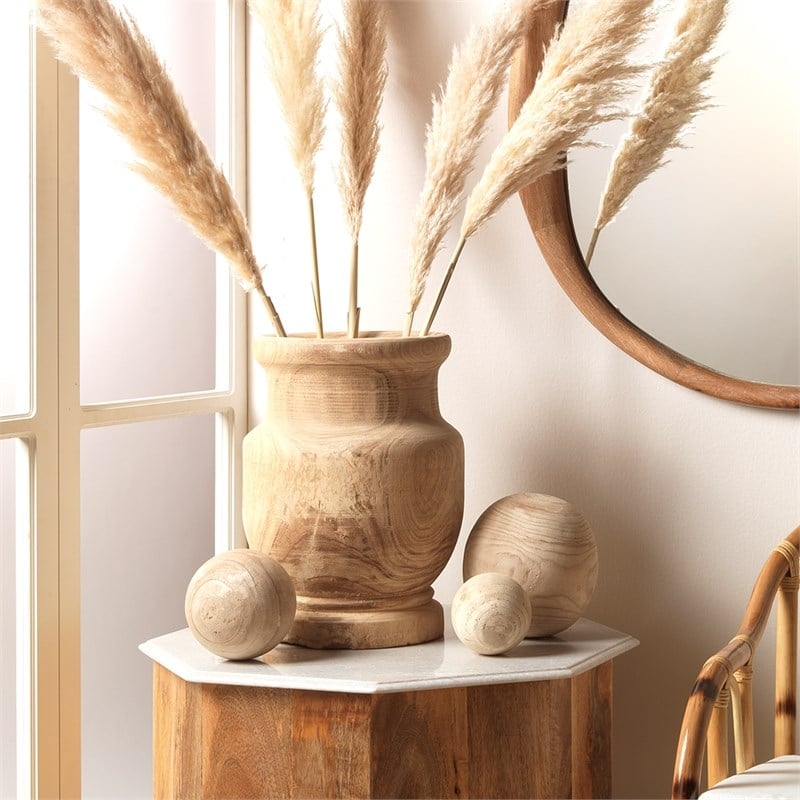 J&D Designs Co Laguna Coastal Wood Grain Pattern Vase in Natural