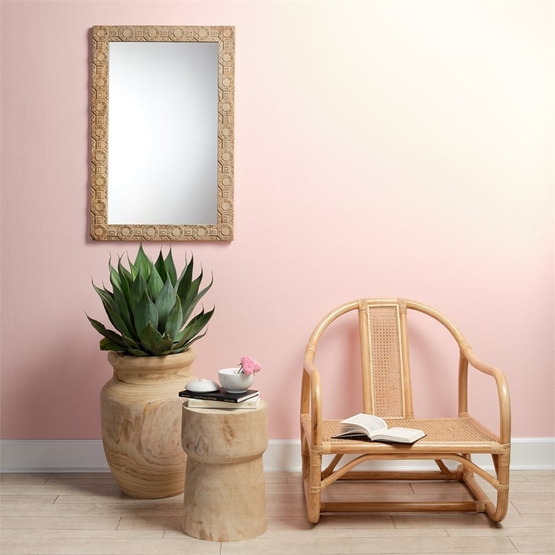 J&D Designs Co Laguna Coastal Wood Grain Pattern Vase in Natural