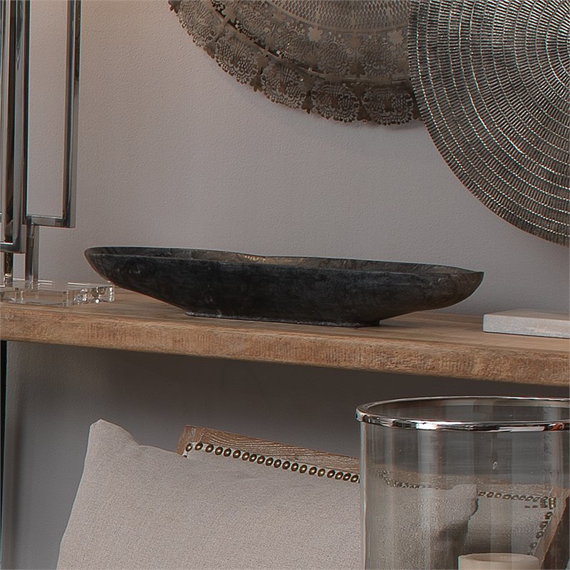 Jamie Young Co Long Oval Contemporary Marble Bowl in Gray Finish
