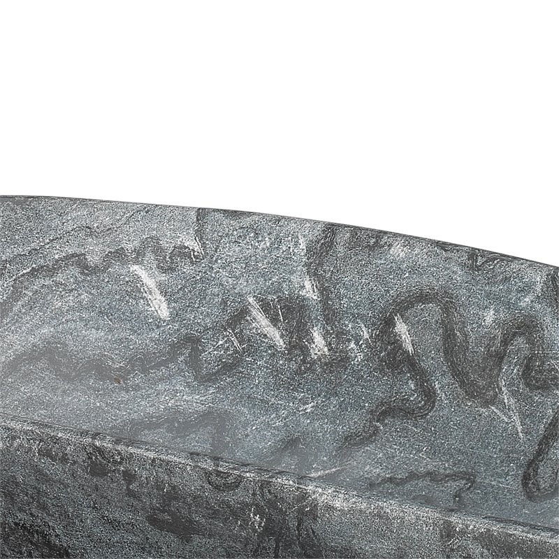 Jamie Young Co Long Oval Contemporary Marble Bowl in Gray Finish