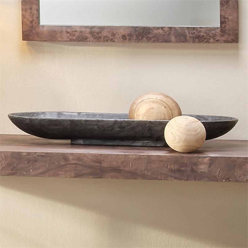 Jamie Young Co Long Oval Contemporary Marble Bowl in Gray Finish