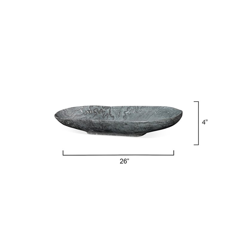 Jamie Young Co Long Oval Contemporary Marble Bowl in Gray Finish