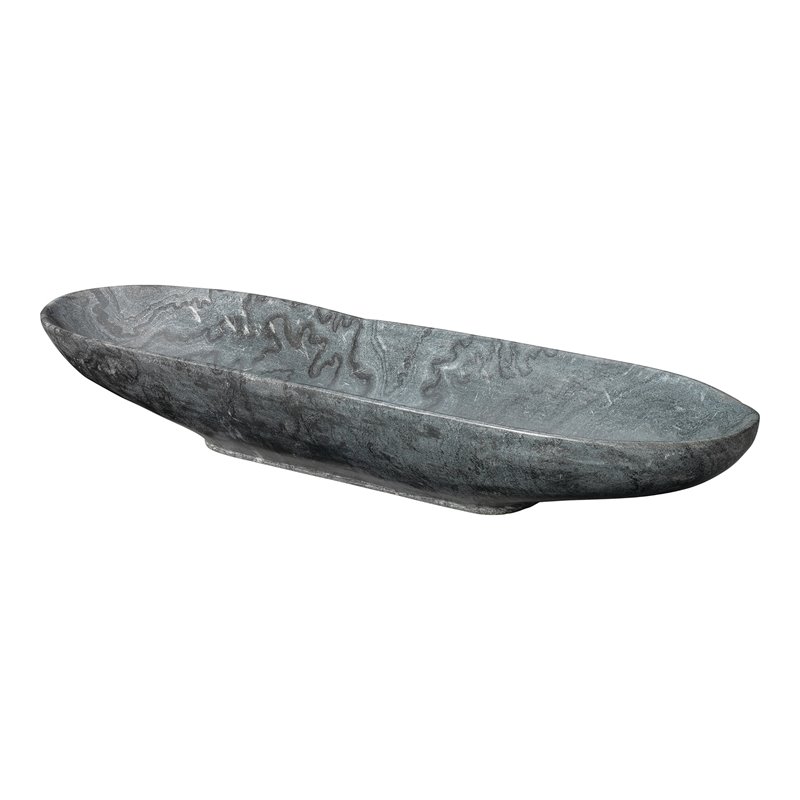 Jamie Young Co Long Oval Contemporary Marble Bowl in Gray Finish
