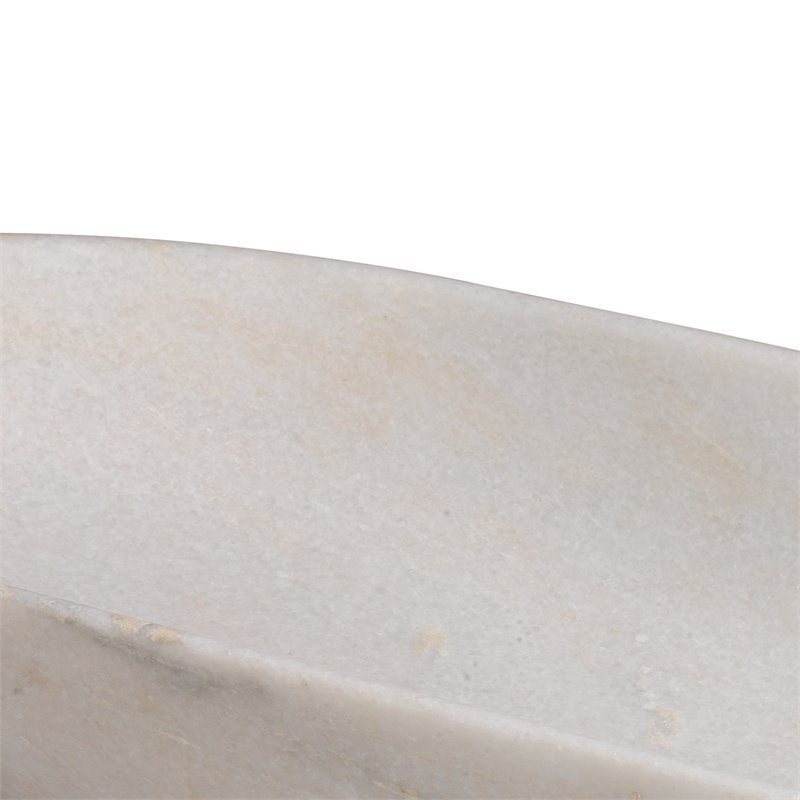 J&D Designs Co Long Oval Contemporary Marble Bowl in White Finish