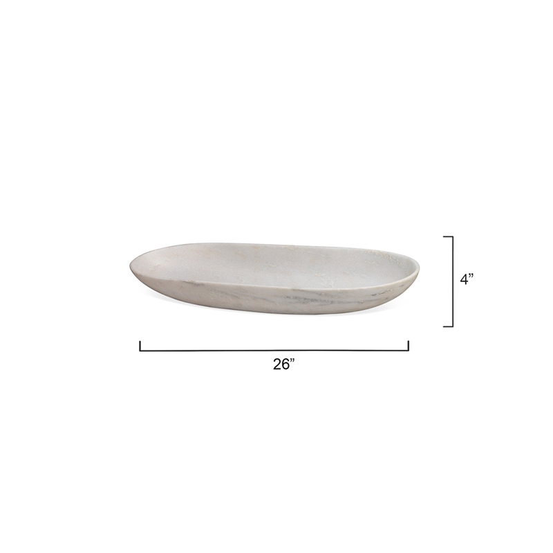 J&D Designs Co Long Oval Contemporary Marble Bowl in White Finish