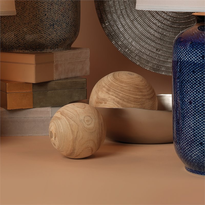 J&D Designs Co Malibu Coastal Wood Balls in Natural (Set of 3)