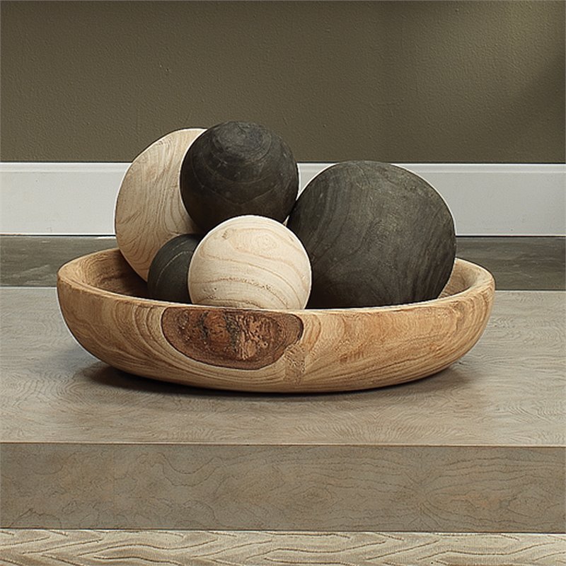 J&D Designs Co Malibu Coastal Wood Balls in Natural (Set of 3)