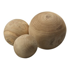 J&D Designs Co Malibu Coastal Wood Balls in Natural (Set of 3)