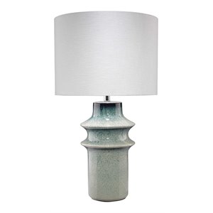 J&D Designs Co Cymbals Coastal Ceramic Table Lamp in Blue Reactive Glaze
