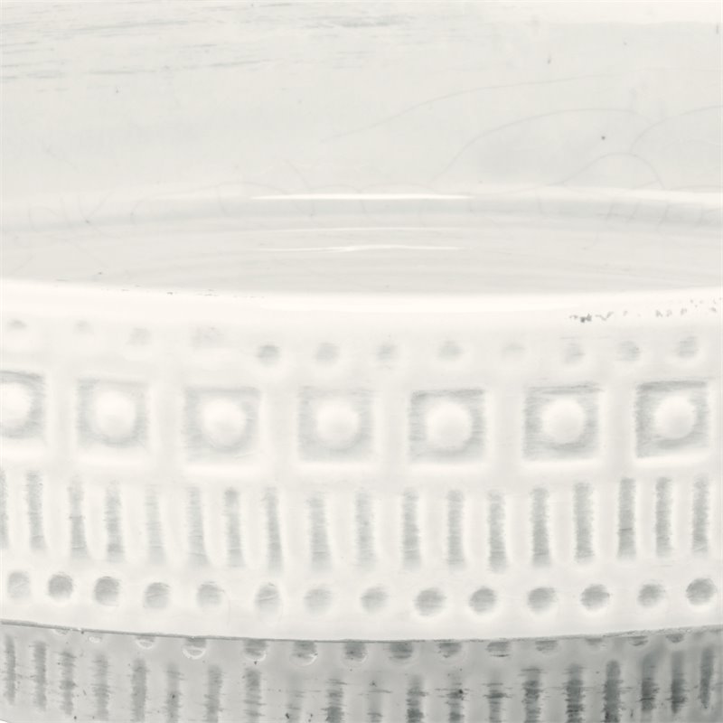 J&D Designs Co Geometric Patterns Coastal Ceramic Coco Pedestal Bowl in White