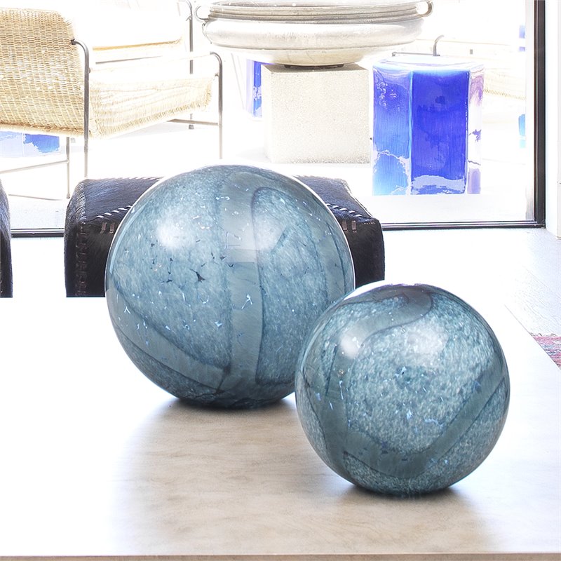 J&D Designs Co Cosmos Coastal Glass Balls in Indigo Blue Finish
