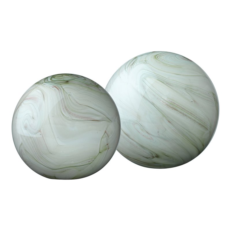 J&D Designs Co Cosmos Coastal Glass Balls in Sage Green Finish