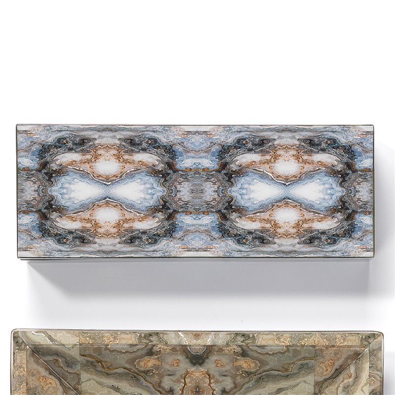 J&D Designs Co Rorschach Long Transitional Wood Box in Indigo Blue
